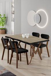 Hanah Home Akort - Juego de mesa y sillas de comedor de 5 piezas, Travertino y Negro